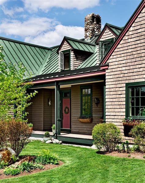 ranch house black metal.roof|farmhouse with green metal roof.